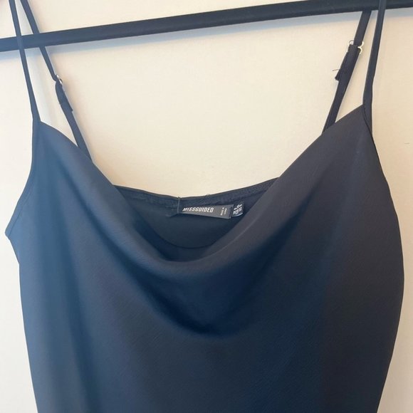 NWT Cowl Neck Satin Slip Dress in Black - Picture 3 of 7